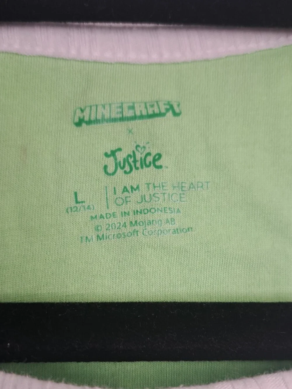 Minecraft Racerback Tank Top Green Ribbed JUSTICE